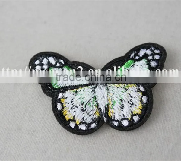 Nice Design Green Butterfly Embroidery Self Adhesive Leather Patches for Clothing photo-5
