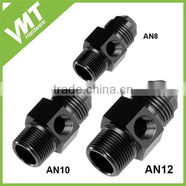 45 Degree Male Flare Union AN6 With 1/8" NPT Port Black Silver Blue Finish photo-3