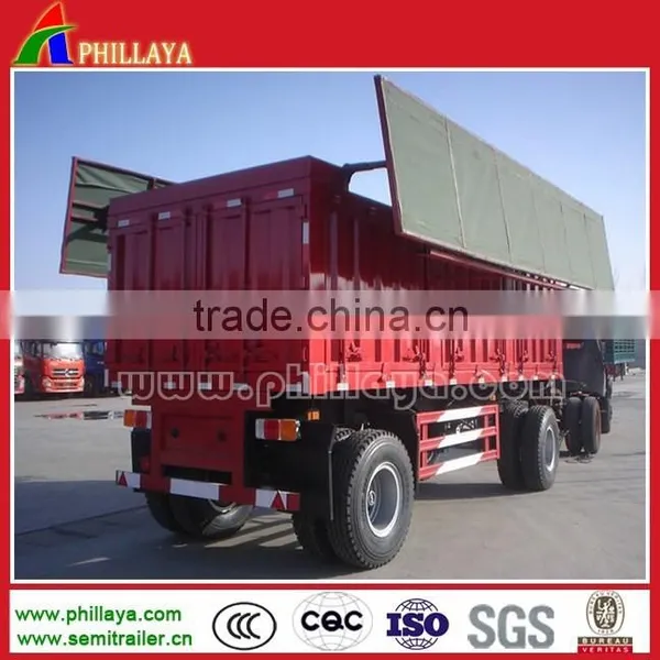 2 Axle 15-30ton Side Wall Dumper Self Unloading Full Trailer Draw Bar Truck Trailer photo-4