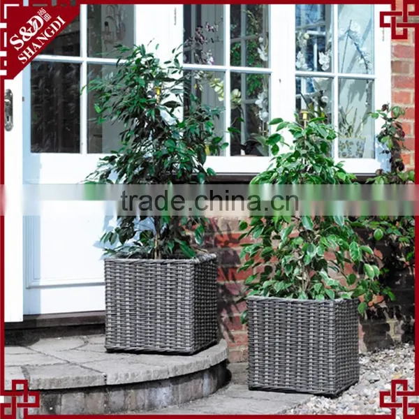 S&D Large Black Square pe Rattan Weaving Vintage Style Handmade Garden Pots for Sale Planting Pots Cheap Plant Pot photo-3