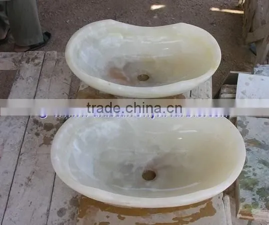 High Quality NATURAL STONE PURE WHITE ONYX SINKS BASINS COLLECTION photo-3