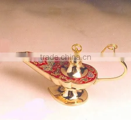 Brass Polished Engraved Decorative Aladdin Genie Lamp photo-3