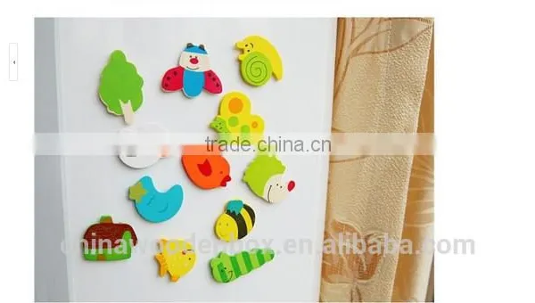 Hot Sell Wooden Fridge Cartoon Label Stickers With Magnet photo-3