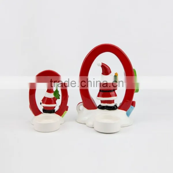 Ceramic Christmas Santa Tealight Candle Holders Bulk Christmas Decorated Candle Holders photo-2