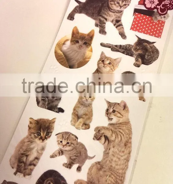 Vivid Animal Embossed Paper Sticker, Paper Sticker With Cat Pattern for Decoration photo-3