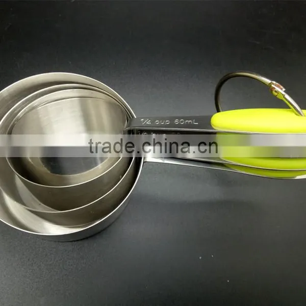 4 Pieces Stainless Steel Measuring Cups and Spoons Set With Silicone Handle Grip for Baking Accessories photo-2