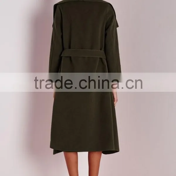 Best Selling Custom Lady Khaki Waterfall Coat Wholesale photo-5