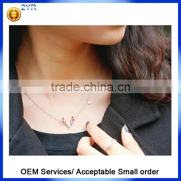 2016 Cute Elk Milu Deer Shape Jewelry New Xmas 925 Sterling Silver Necklaces photo-5