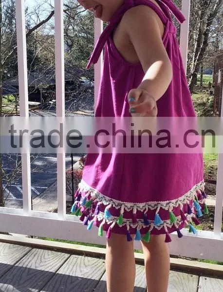 New Fashion Summer Sleeveless Tassels Children's Dress photo-3