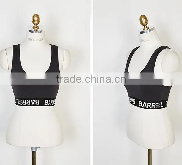 2017 New Fashion Design Customized Your Own Brand Logo Elastic Band 95%Cotton 5%Spandex Sport Crop Top Bralettes photo-2