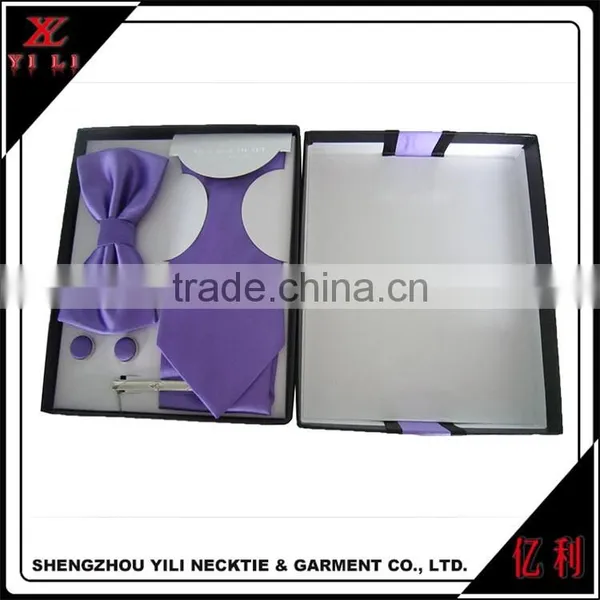 Solid Color Fashion Style Tie,bowtie and Cufflinks Boxes Gift Sets photo-3