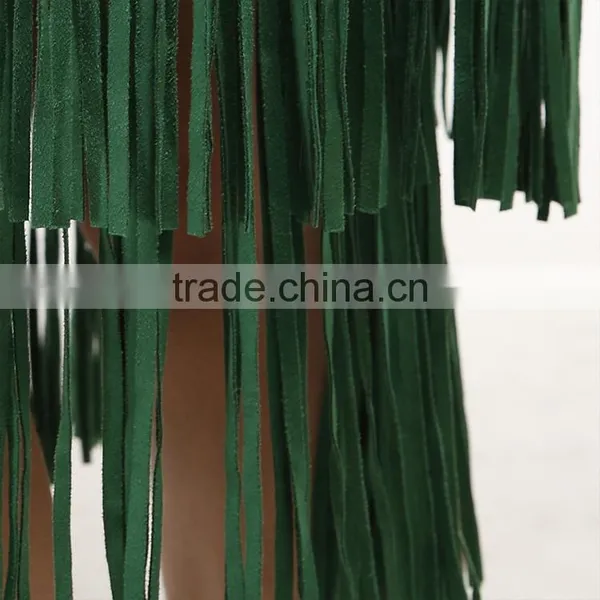Dongguan Yihao 2015 Fashion Style High Quality Faux Suede Skirt With Tassel Fashional Suede Leather Skirt photo-4
