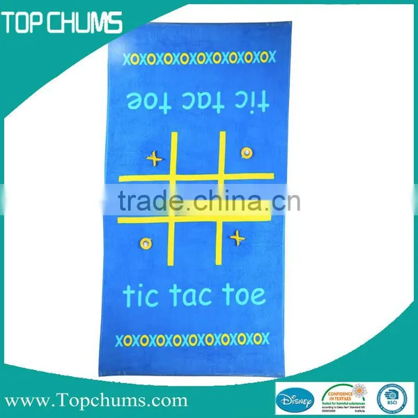 Cotton terry velour Tic tac toe printed jumboo large twister beach towel game