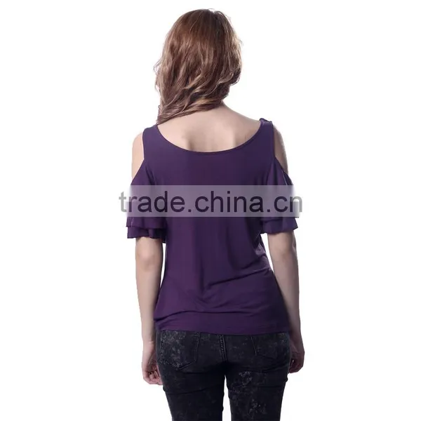Popular Casual Style Large Size Reveal Shoulder Lady Blouse photo-3