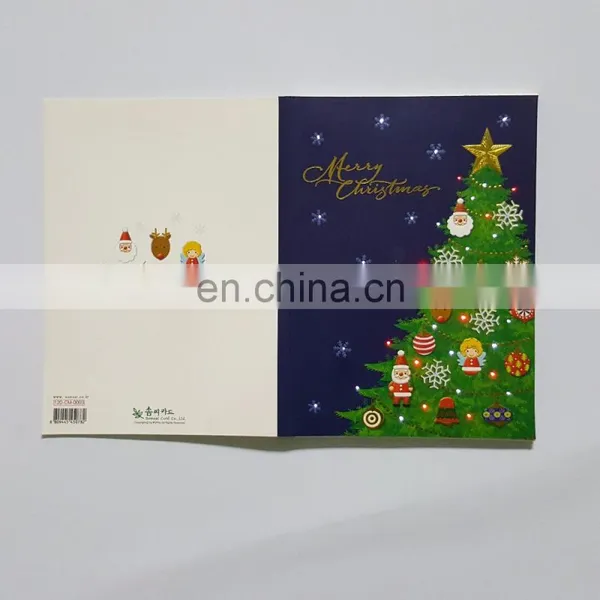 Factory Low Price Musical Led Light Custom Christmas Greeting Cards With Battery photo-2