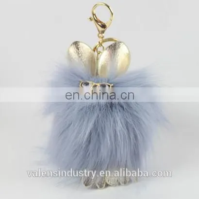 Hot Sales Wholesale Fluffy Faux Fox Fur Pom Poms Keychain Bird Shape Pom Pom Ball Pendant for Woman Cellphone/handbag/hats/Car photo-4