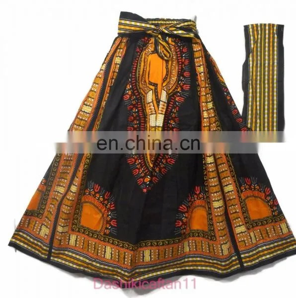 African Dashiki Maxi Wax Skirt A-Line Long Elastic Waist Full Length Skirt 1Size Dashiki Maxican Skirt Wrap Women Skirts Ethnic photo-2