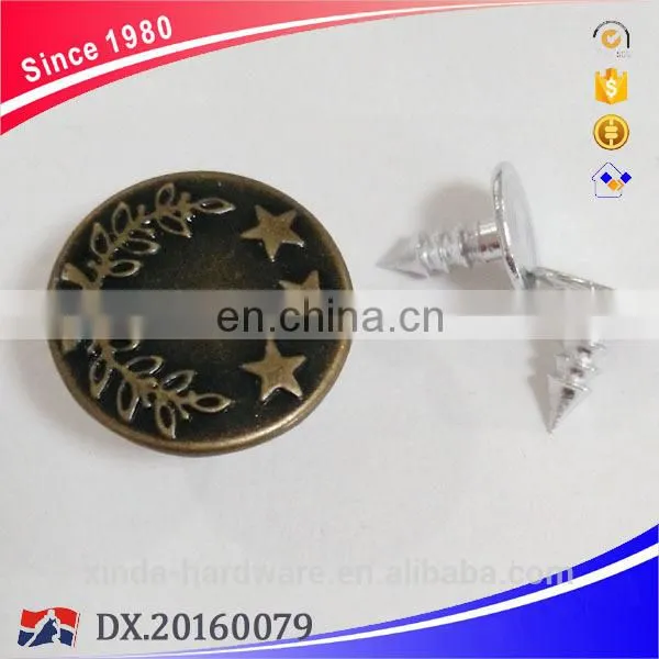 Vintage Brass Fix Metal Button for Jeans Denim photo-5