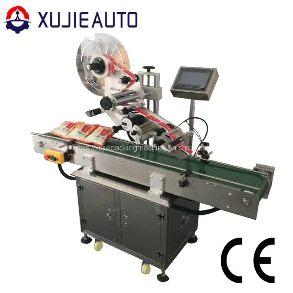Automatic Food Filled Bag Top Side Sticker Flat Labeling Machine