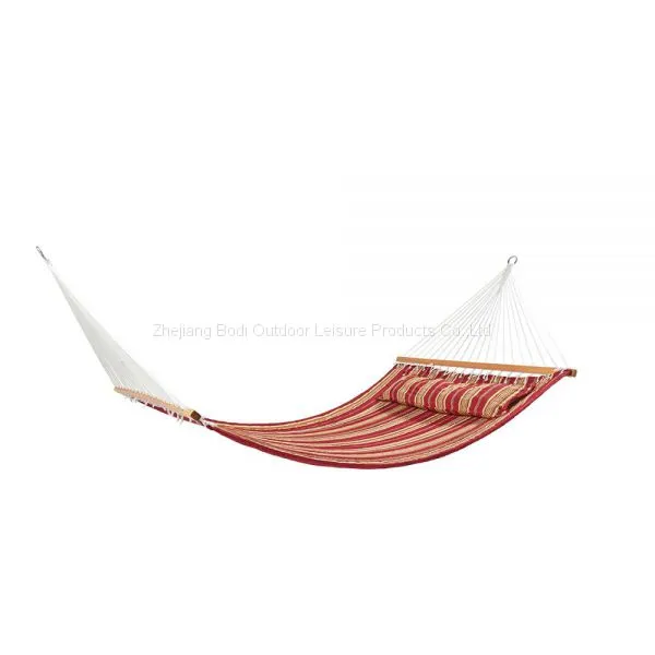 Outdoor Wooden Stick Quilted Hammock Swing Bed With Pillow photo-3