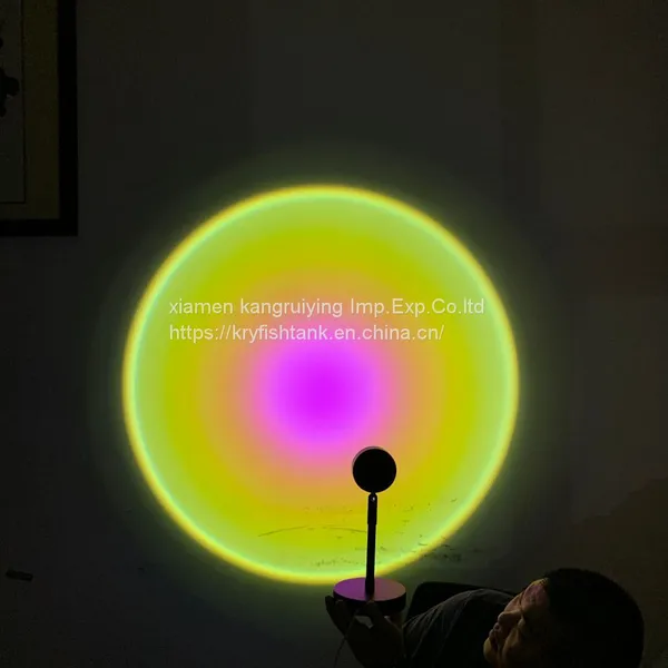 Modern LED Floor Lamp Floor Lamps Rainbow Sunsets Projection Background Room Decoration Standing Light in Pink