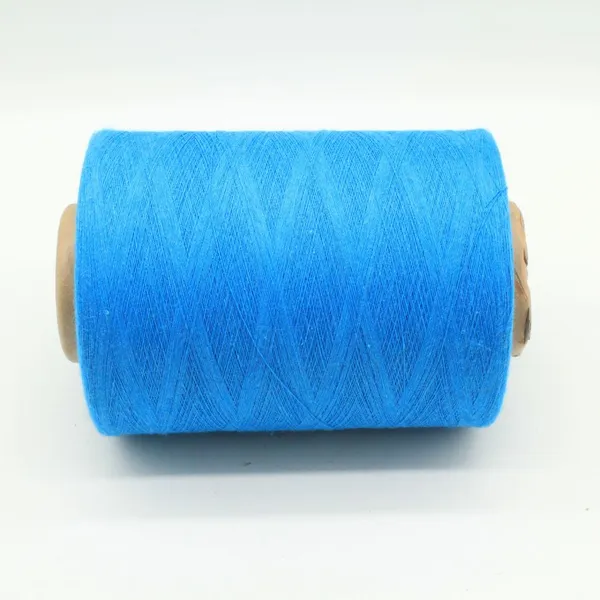 Supply Blue Color 50% Cotton 50% Polyester Ne24s/1 Colored Yarn Recycled Cotton Open-end Spinning Yarn for Denimrn photo-4