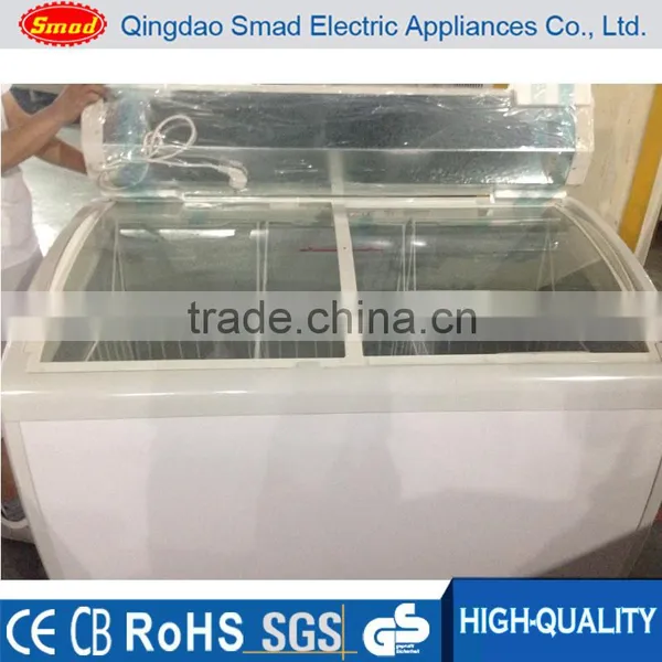 Single Temperature Curved Glass Door Ice Cream Chest Freezer photo-6