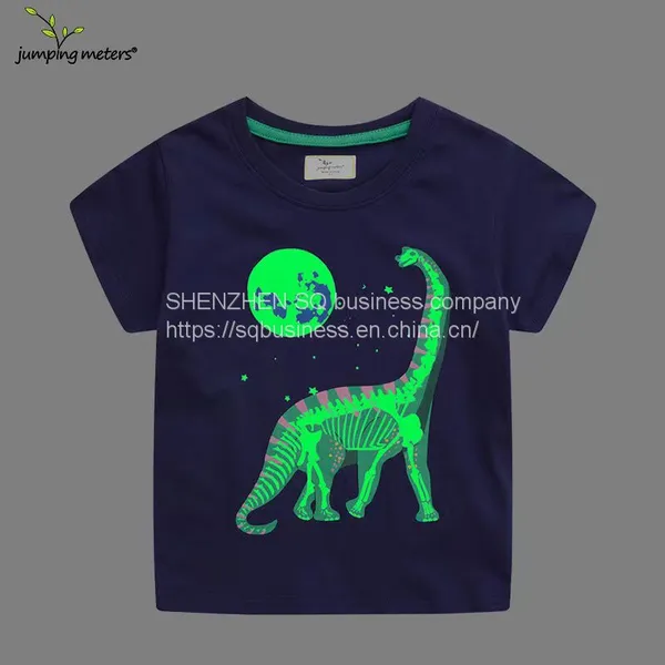 Summer Boy Clothes Luminous Dinosaur T-shirt Cotton Cool 2-14 Years Boys T-shirts Cartoon