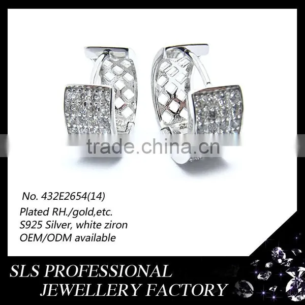2015 Fashion Design Sterling Silver Stamped 925 Hiphop Cubic Zirconia Earrings for Women photo-3