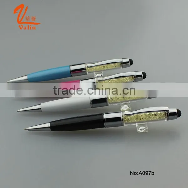 2016 Valin Blue USB Disk Metal Ball Pen With Crystal Touch Screen photo-3