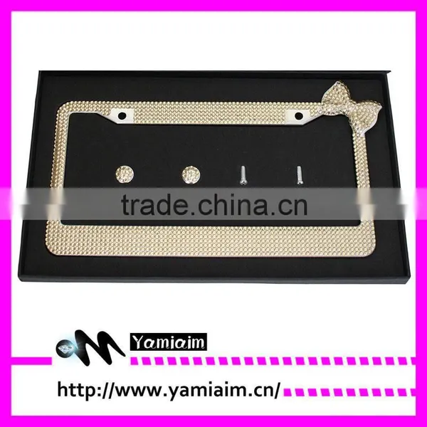 Luxury Diamond License Metal Plate Frame Car Accessories Auto OEM Cute photo-2