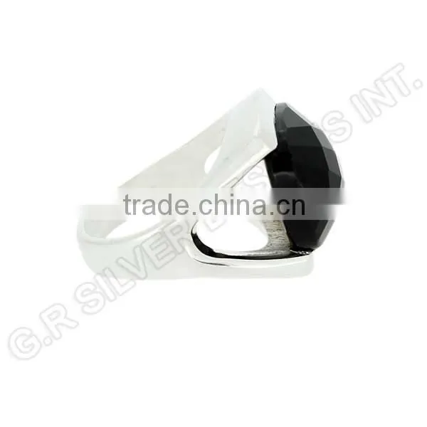 925 Wholesale Silver Black Onyx Cushion Gemstone Stylish Band Rings Jewelry photo-2