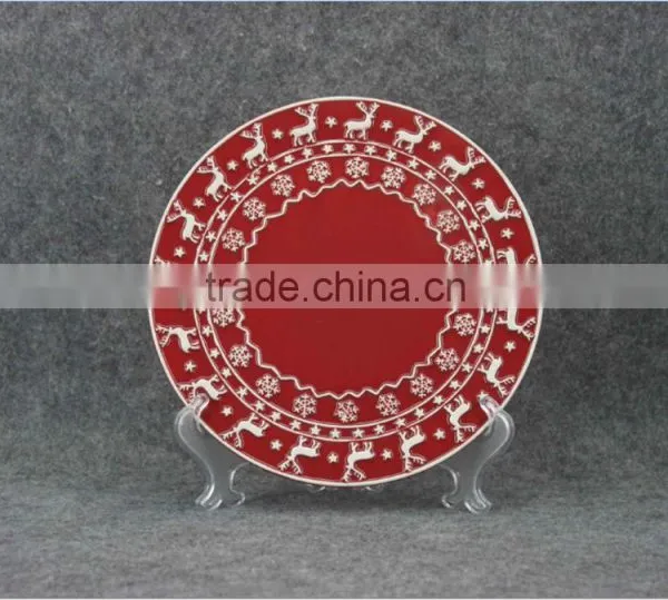 Christmas Series of Embossed 3D Ceramic Salad Plate