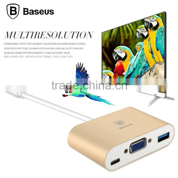 Fashion Baseus 2A 155mm Type-C Aluminum Alloy USB Data Cable To VGA HUB Adapter For TV Game Box Compute TB-0402 photo-4