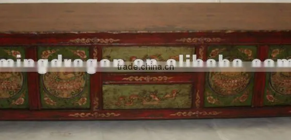 Tibet reclaimed antique solid wood painting tv cabinet