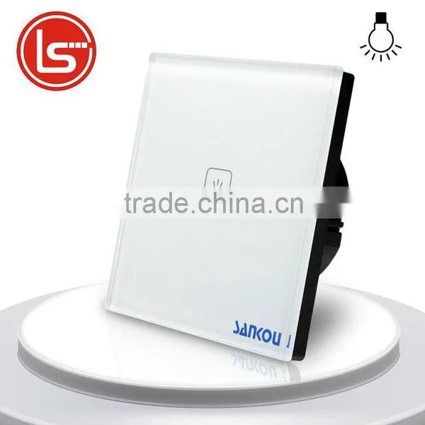 Factory Outlet SANKOU 1Gang White Crystal Glass Panel+LED EU Standard Electrical Touch Remote Dimmer Switches With Controller