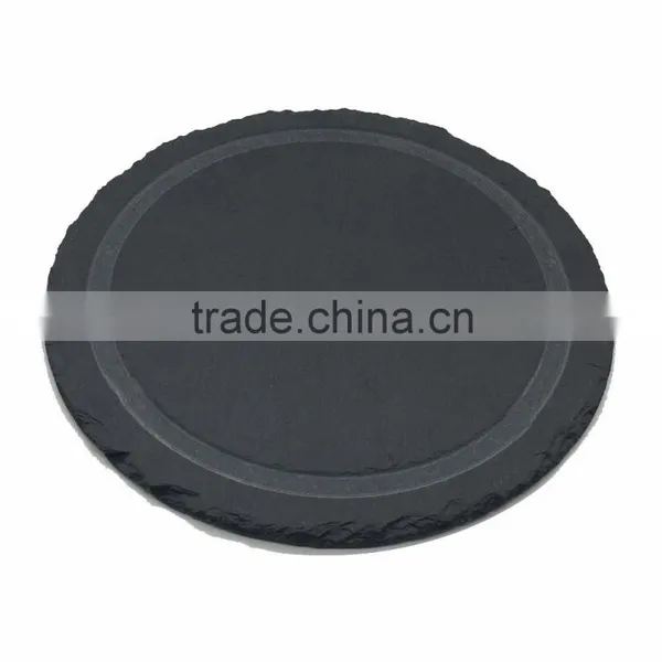 [factory Direct] Dia20cm Natural Edge Round Shape Slate Plate for Glass Cover Item CP-2020CD2AN photo-3