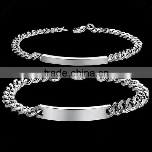 Stainless Steel Chain Bracelet Plate Metal id Bracelet Stainless Steel