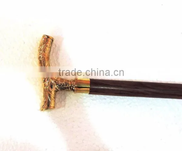 Designer Rose Wood Walking Stick/Golden Design Head Walking Stick Wk1128 photo-3