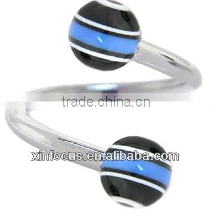 Blue-White-Black BAZOOKA Spiral Twister Belly Ring&body Jewelry Navel Ring&SBR Rings