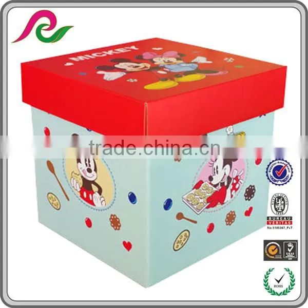 Red Lid Folding Corrugated Paper Box With Micky Mouse for Gift Packing photo-2