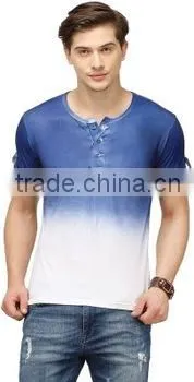 Mens Dip Dyed Basic Henley Tshirt