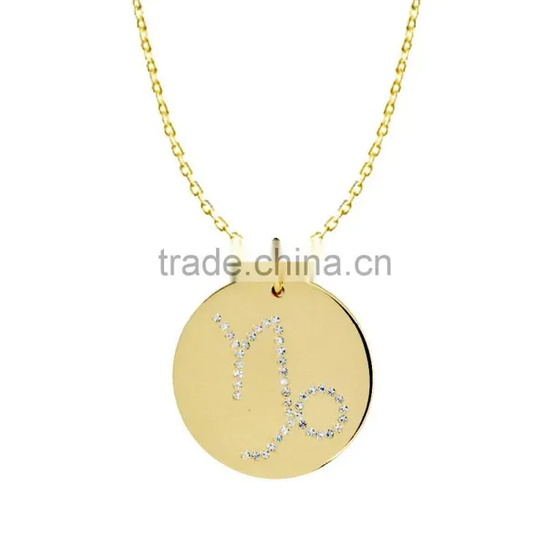 925 Silver/Brass Pandents Rose Gold/Yellow/Silver Plated With Genuine Crystal Customize Design 'Horoscopes' for 'Capricorn' photo-2