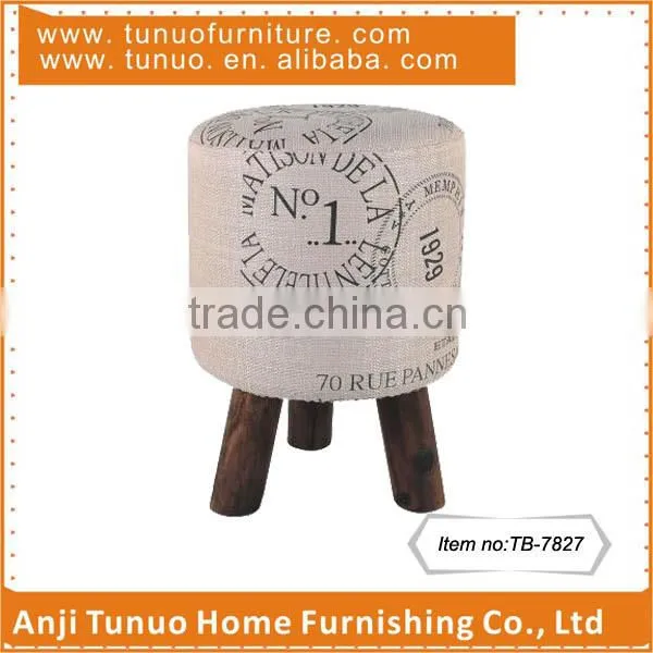 Small Ottoman,Wood Furniture,fabric With Printing,TB-7827