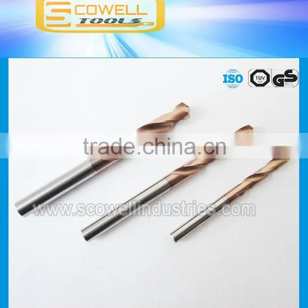 Tungsten Carbide Drill Bit Micro Grain Altin Coated for Processing Harder Steel HRC 45,HRC50,HRC55