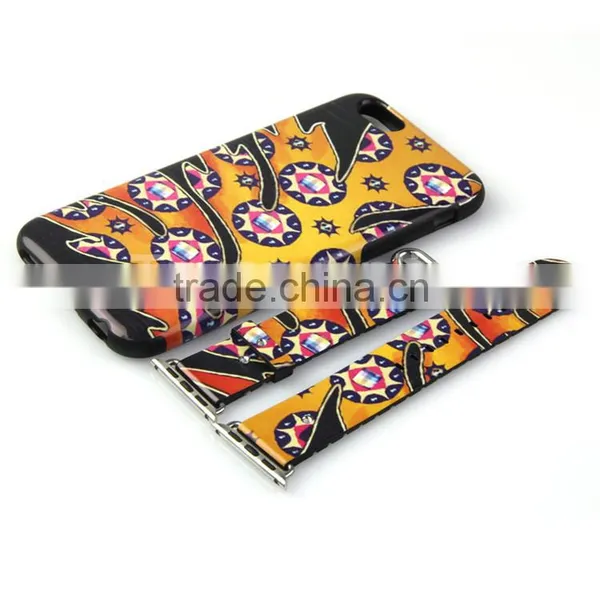 2015 Popular Arrival Antastic Design for Apple Watch Leather Band Strap With Same Tpu Protective Case for IPhone 6