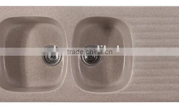 Linkok Furniture High Gloss Finish Acrylic Solid Surface Kitchen Sinks,artificial Stone Double Kitchen Sink ,resin Stone Sink photo-5
