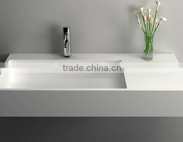 Modern Bathrooms Wash Basin for Hotel , Wall Hung Acrylic Solid Surface Wash Basin,Artificial Stone Washing Basin photo-3