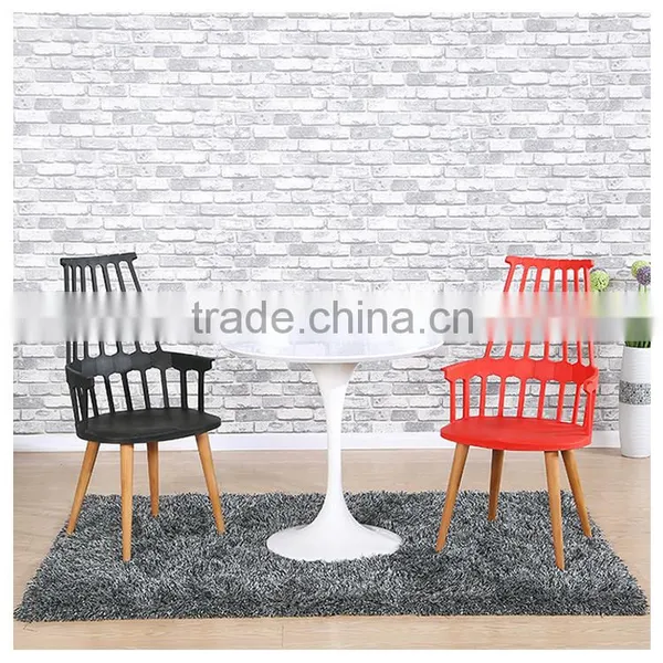New Design Dining Room Plastic Chair With Wood Legs photo-6