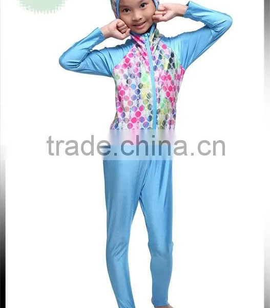 Baby Kids Girls Muslim Arab Modest Swimwear Full Covered Patchwork Swimsuit Islamic Beachwear photo-2